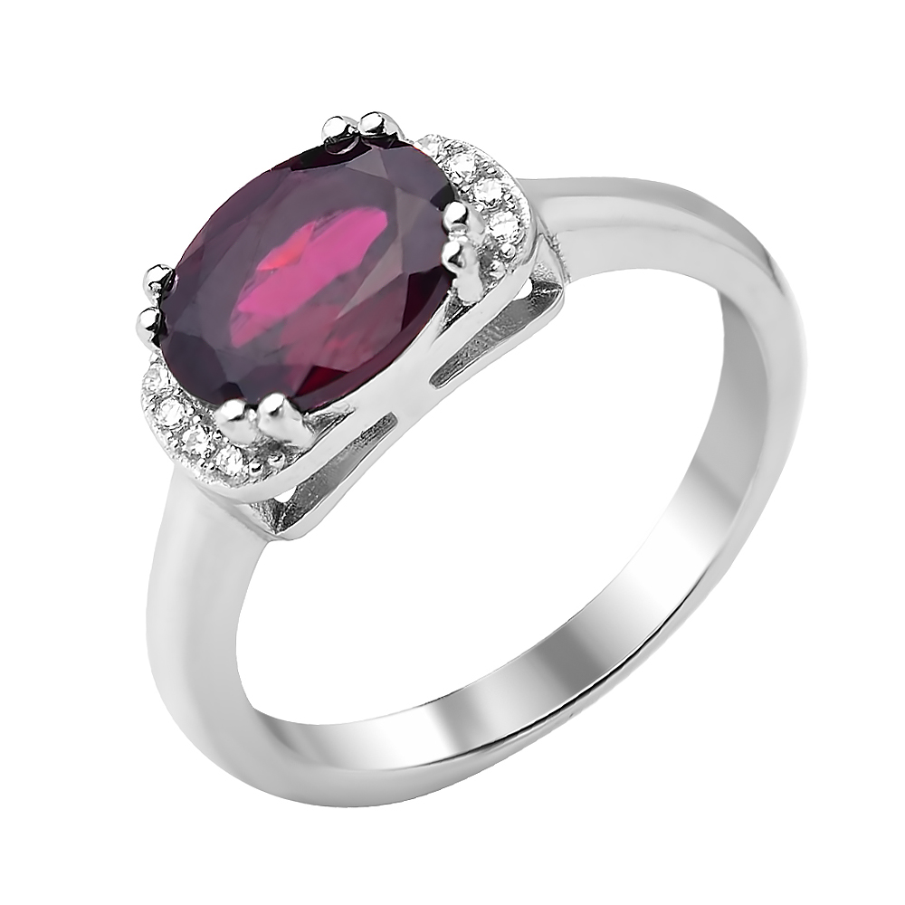 

Серебряное кольцо с гранатом и фианитами 000117869 17 размера