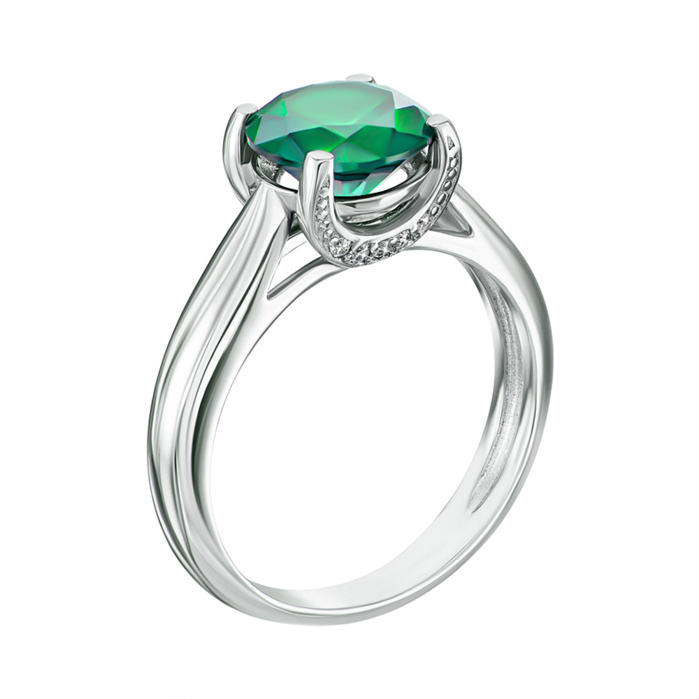 

Серебряное кольцо с агатом и цирконием 000064390 15.5 размера