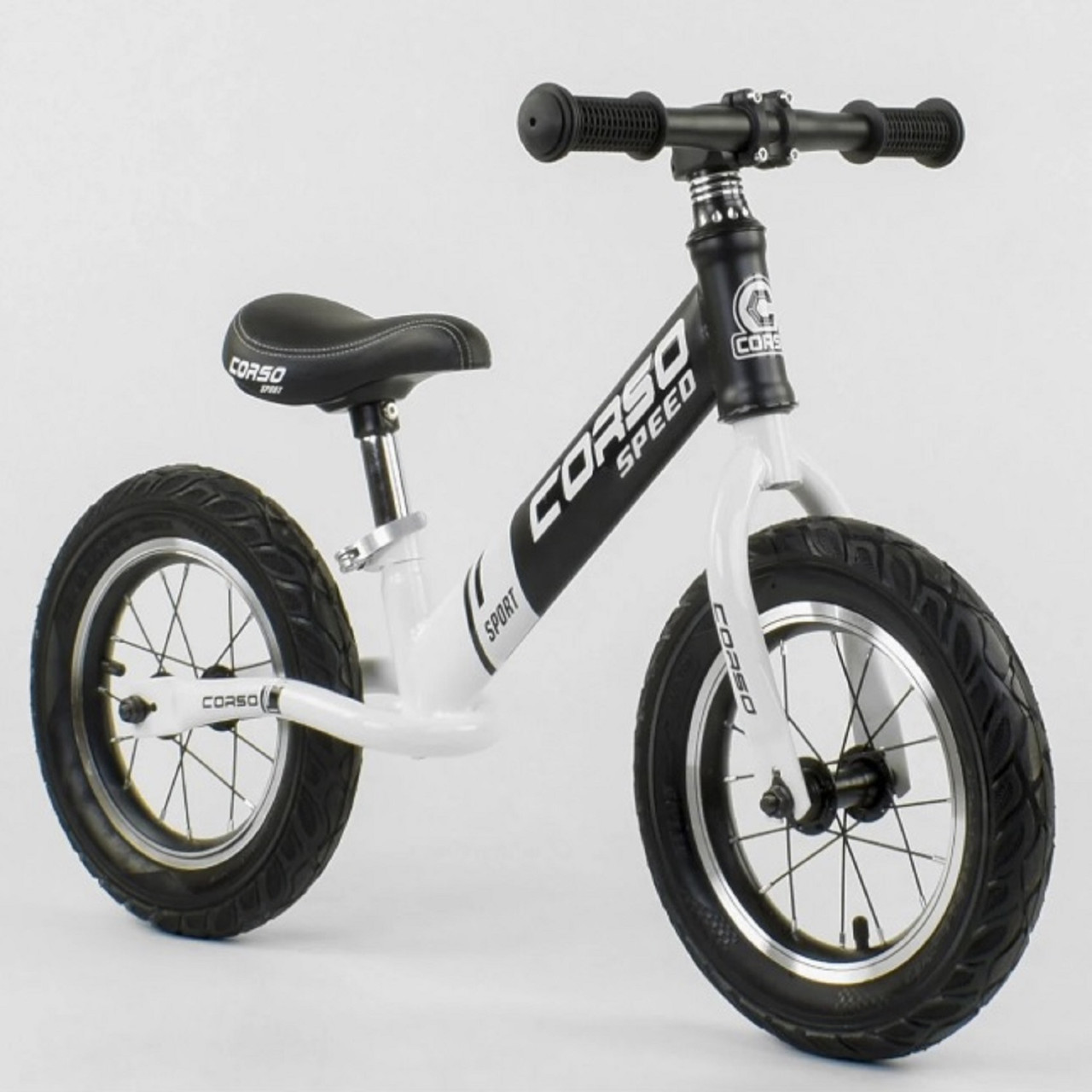 

Беговел Corso 10234, колесо 12", белый, стальная рама, надувные колеса