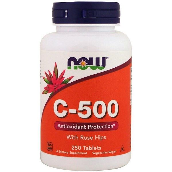 

Витамин С с шиповником Vitamin С-500 Rose Hips Now Foods 250 таблеток (NF172)