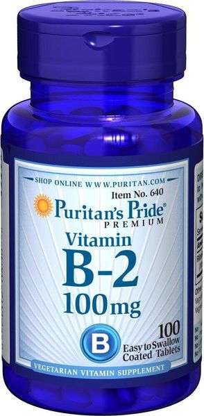 

Витамин В2 Рибофлавин Vitamin B-2 Riboflavin Puritan's Pride 100 мг 100 таблеток (PP045)