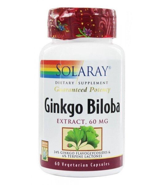 

Гинкго билоба Ginkgo Biloba Leaf Extract Solaray 60 мг 60 капсул (SR014)