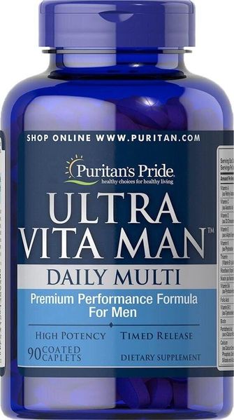 

Витамины для мужчин Ultra Vita Man Daily Multi Puritan's Pride 90 каплет (PP086)