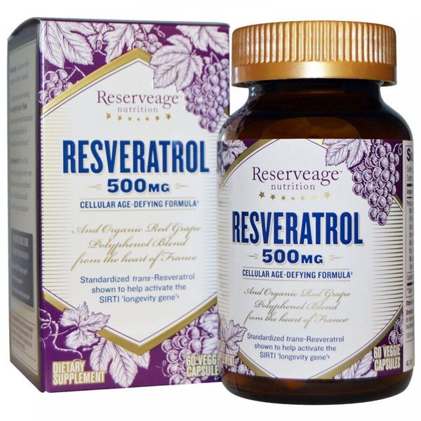 

Ресвератрол Resveratrol ReserveAge Nutrition 500 мг 60 капсул (RAN010)