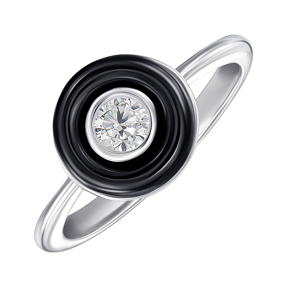 

Серебряное кольцо с керамикой и фианитом 000147844 17.5 размера