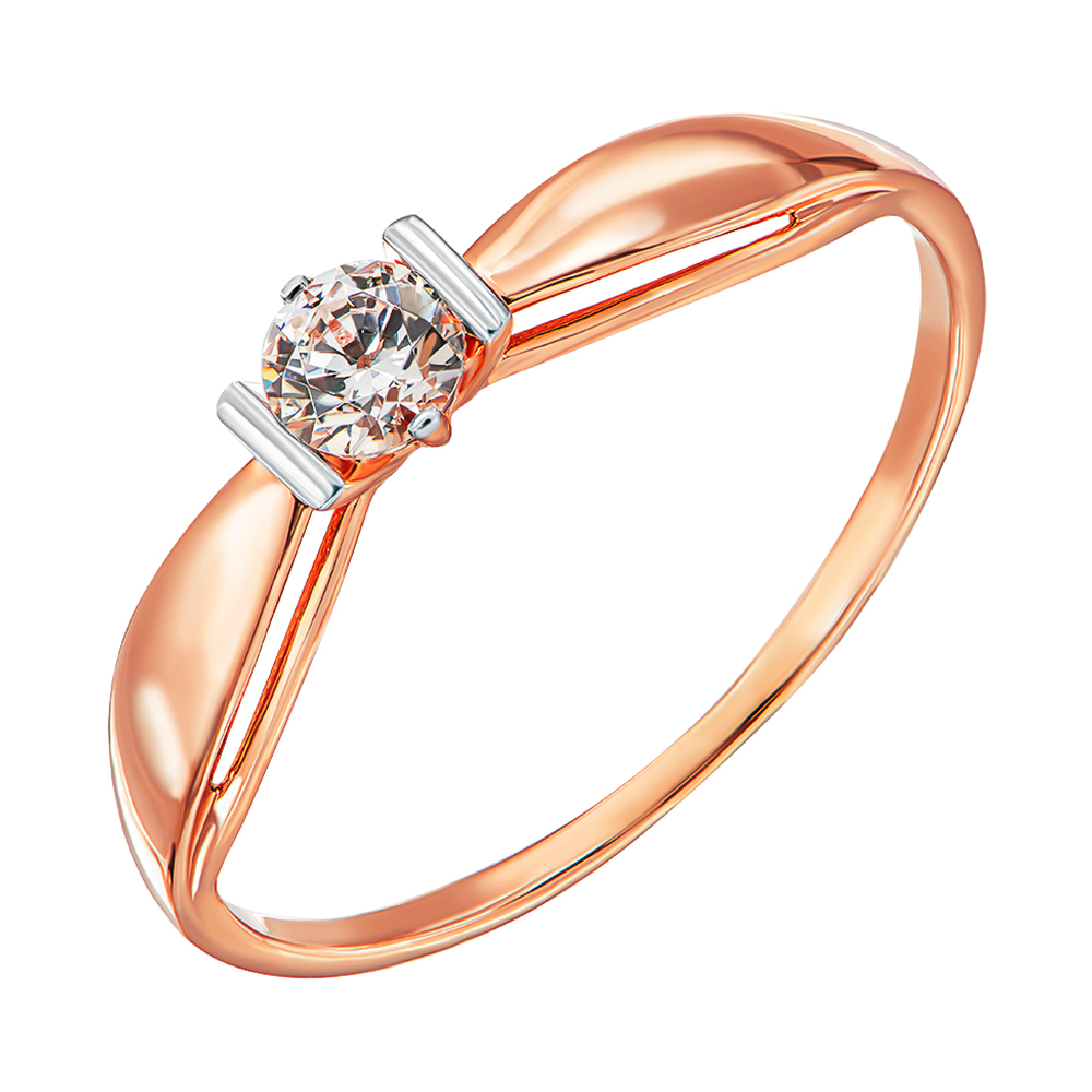 

Кольцо из красного золота с кристаллом Swarovski и родированием 000138368 18.5 размера