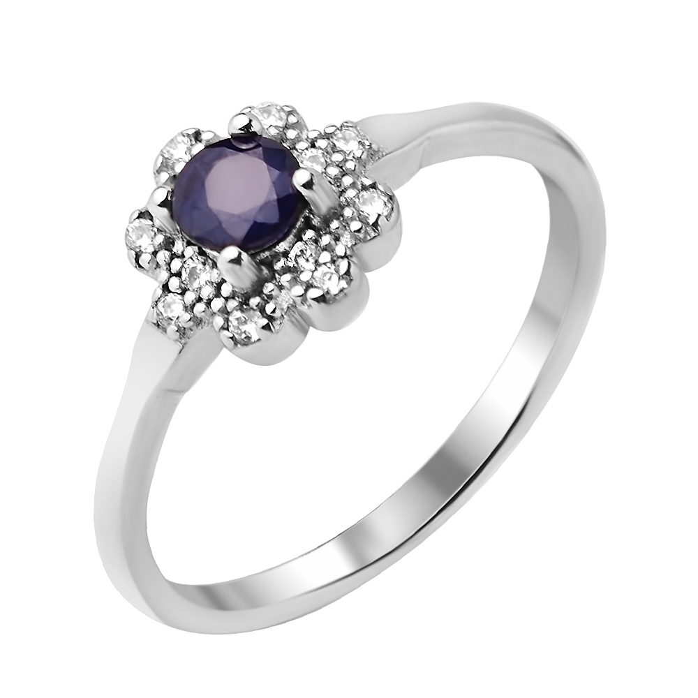 

Серебряное кольцо с сапфиром и фианитами 000117882 16 размера