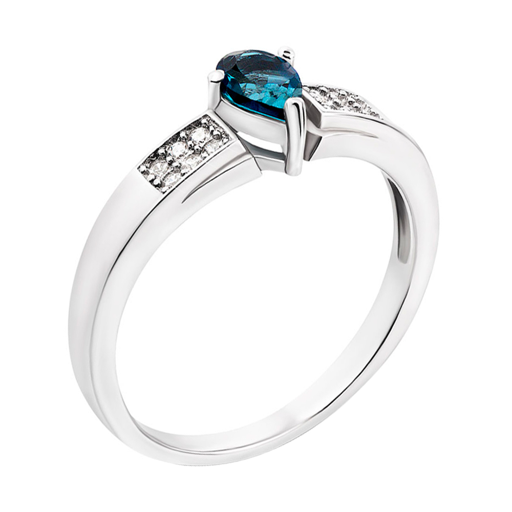 

Серебряное кольцо с лондон топазом и фианитами 000132145 17.5 размера