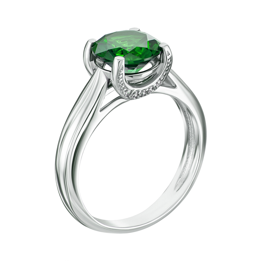 

Серебряное кольцо с зеленым кварцем 000064392 15.5 размера