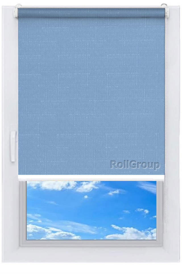 

Ролета тканевая Roll Group Лен 125х165 Голубой 0874
