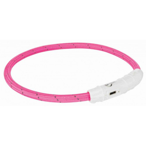 

Ошейник Trixie Flash Light USB ML светящийся, с отражающей полосой, 45 см х 7 мм, розовый