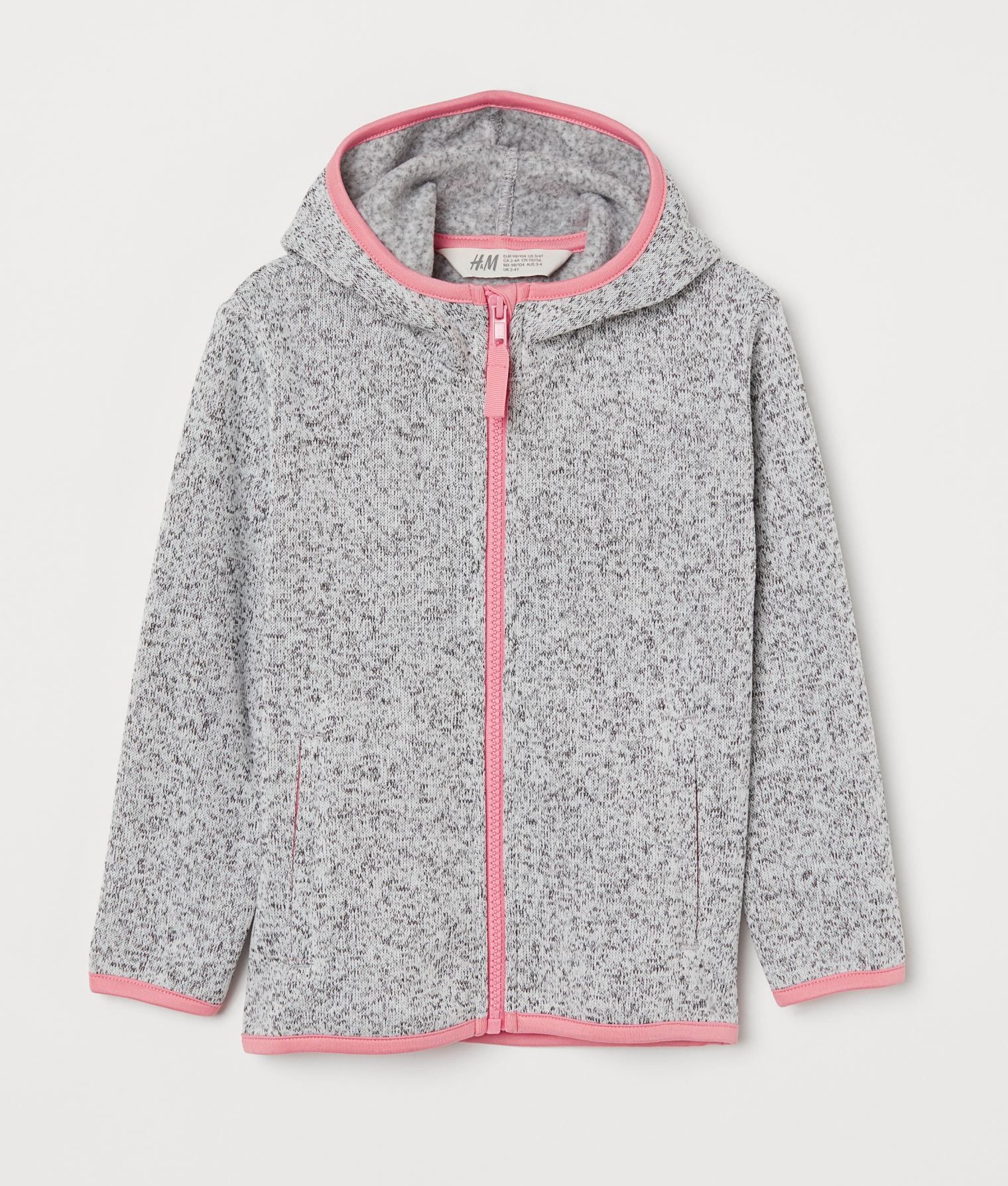 

кофта для девочки H&M флисовая с капюшоном серая 104