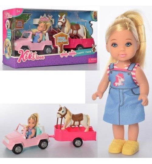 

​Кукла A-Toys 88043, Машинка с прицепом, Лошадка, 35-19-10,5 см