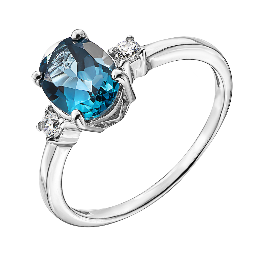 

Серебряное кольцо с лондон топазом и фианитами 000137405 17 размера