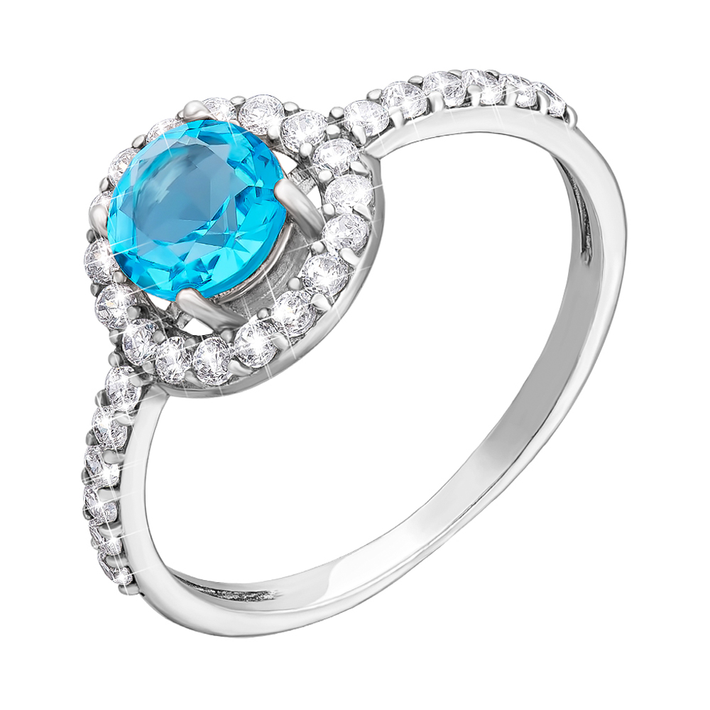 

Серебряное кольцо с топазом и фианитами 000136170 16.5 размера
