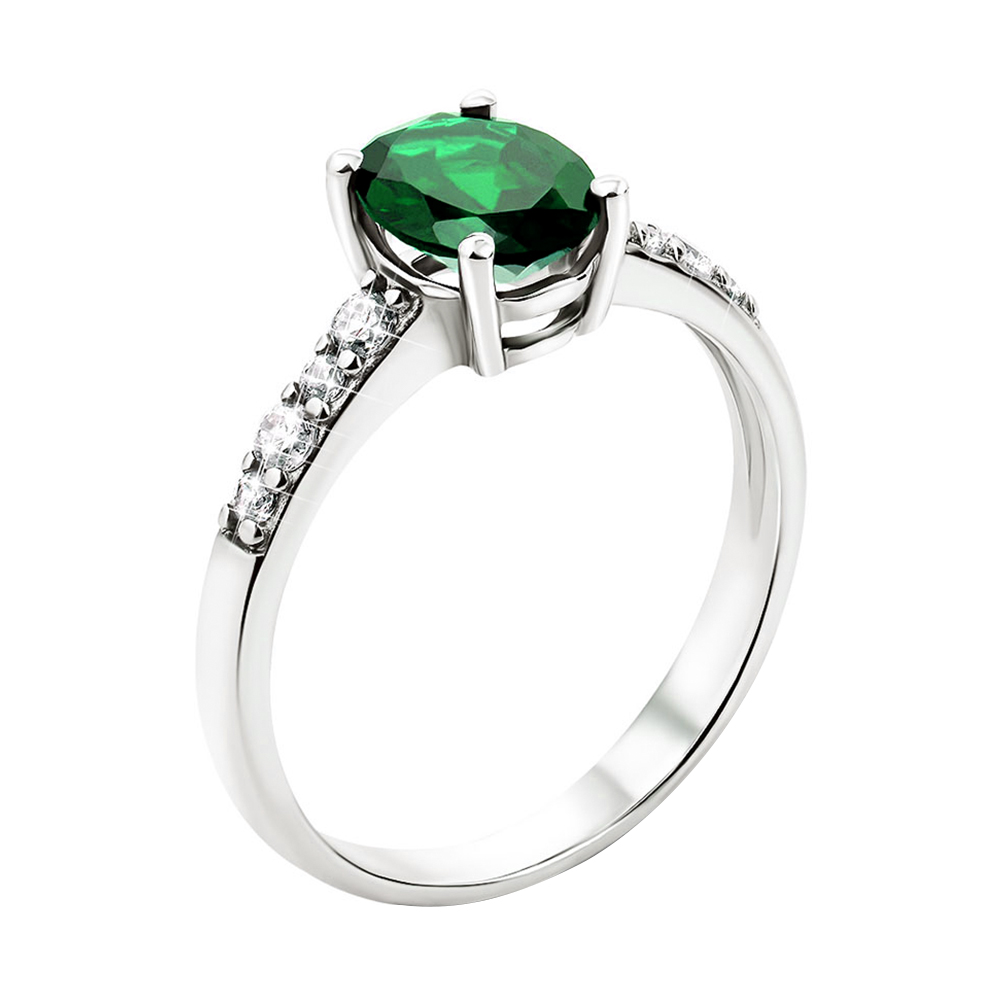 

Серебряное кольцо с зеленым кварцем и фианитами 000135434 15.5 размера