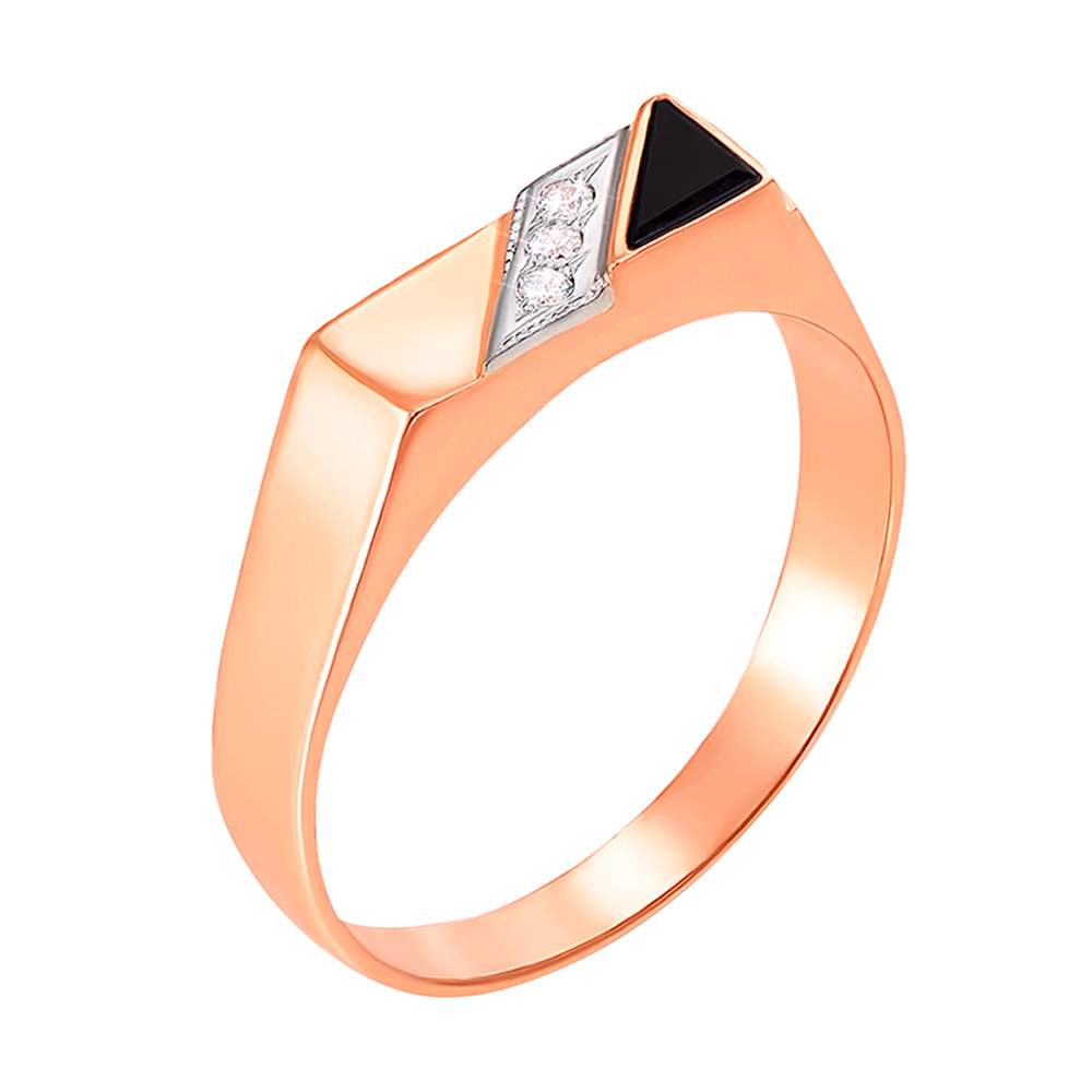 

Золотой перстень-печатка с ониксом и фианитами 000104112 20.5 размера