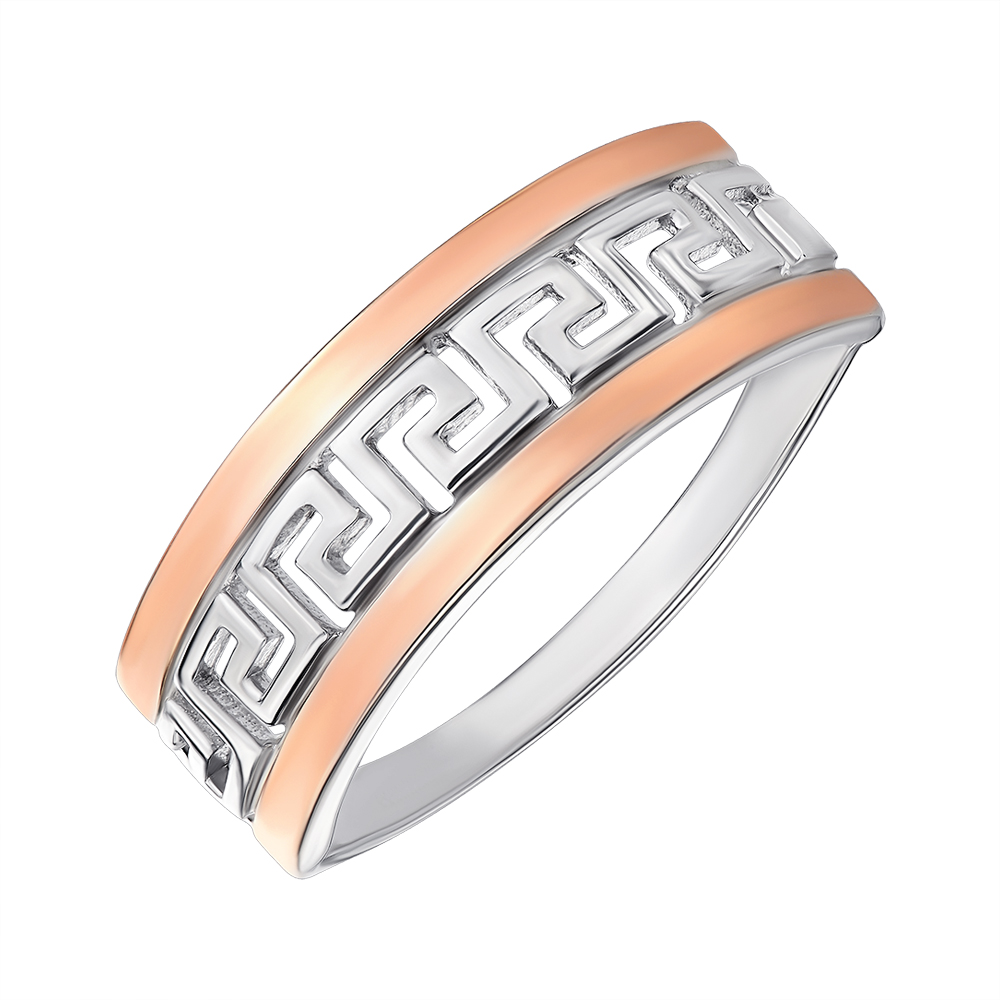 

Серебряное кольцо с золотыми накладками 000145972 17 размера