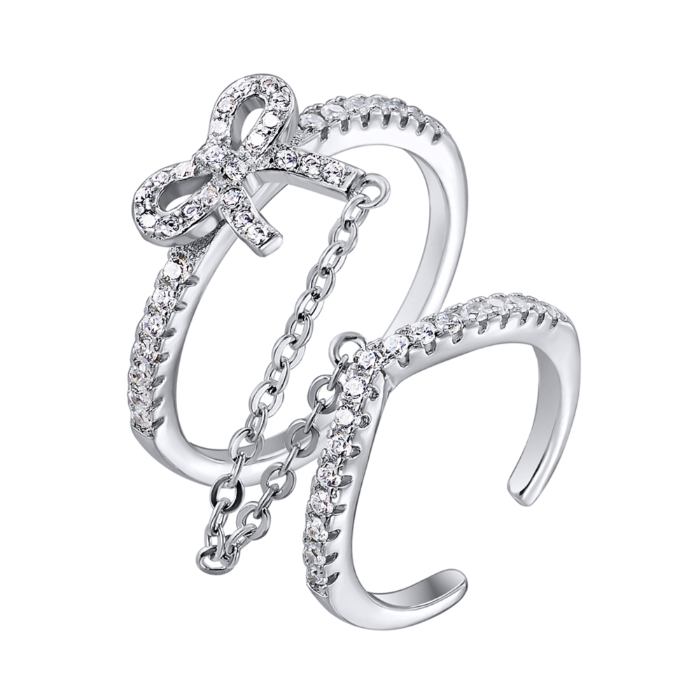 

Серебряное двойное кольцо с фианитами 000122616 16.5 размера