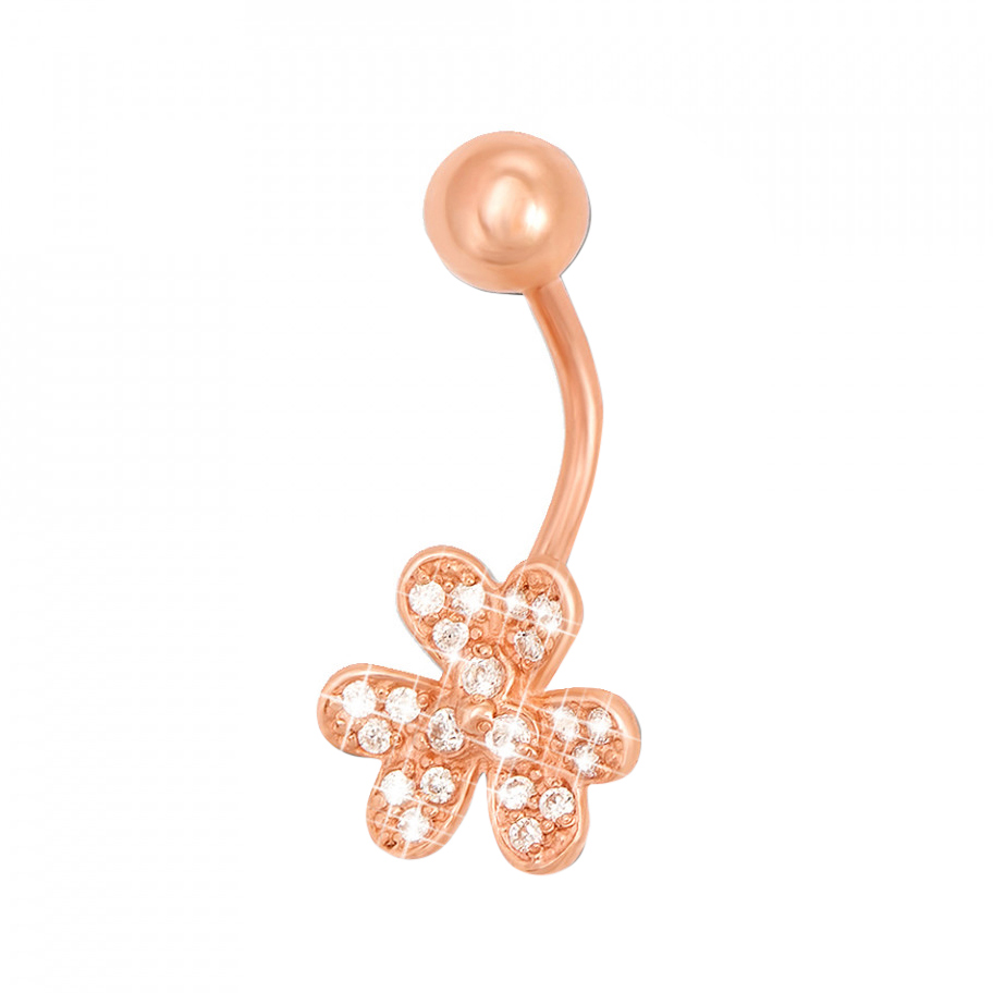 

Пирсинг в пупок из красного золота с фианитами 000126158