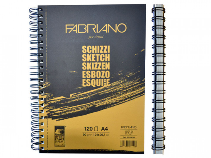 

Альбом для эскизов A4 Fabriano Schizzi Sketch 90г/м2 мелкое зерно на спирали 120л (8001348171508)