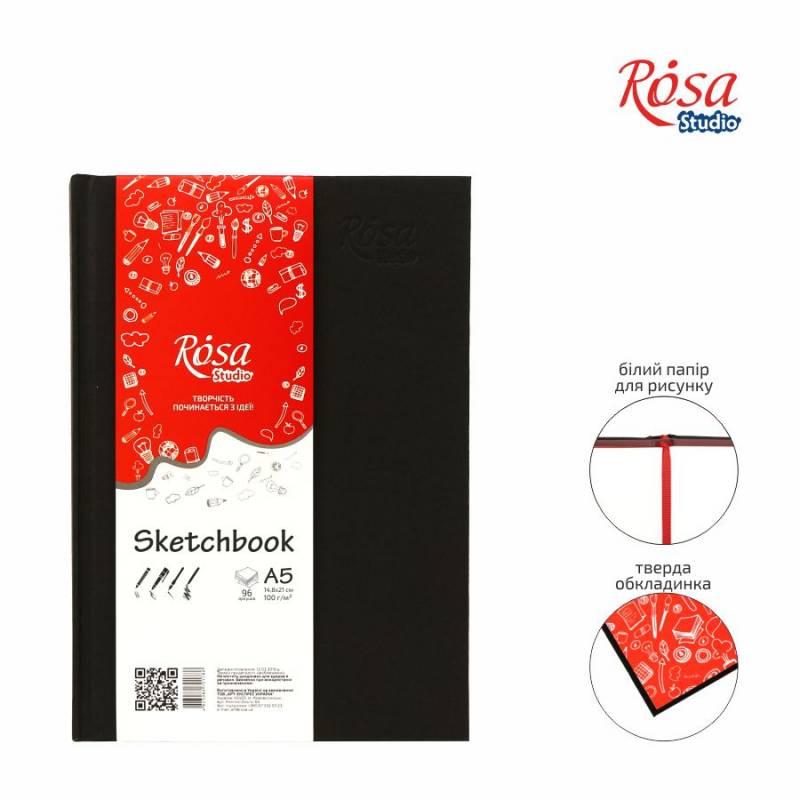 

Скетчбук A5 ROSA Studio 14,8x21см 100г/м2 черный 96л (4823098506539)