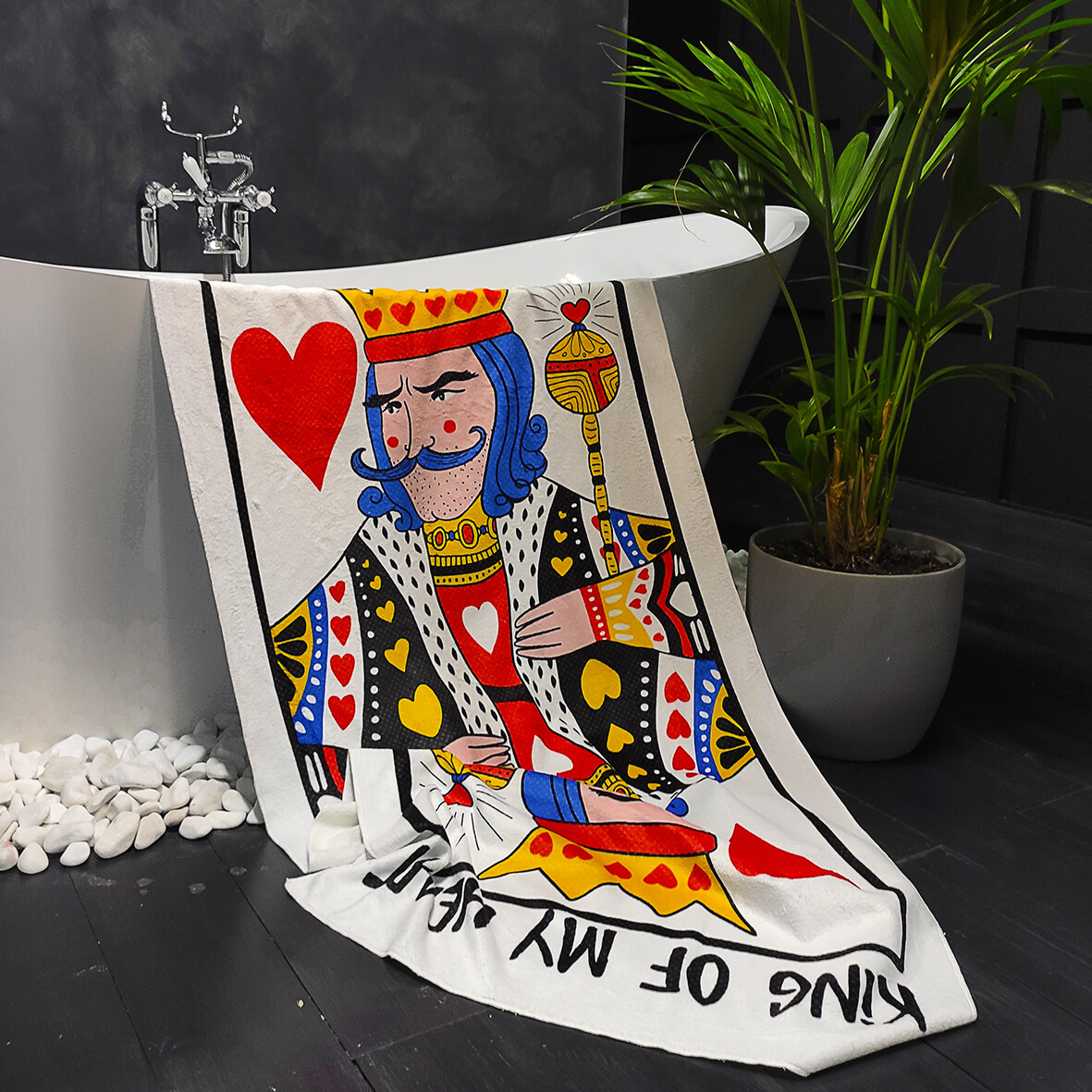 

Полотенце большое с принтом King of my heart Present большое полотенце с принтом 150х70 см
