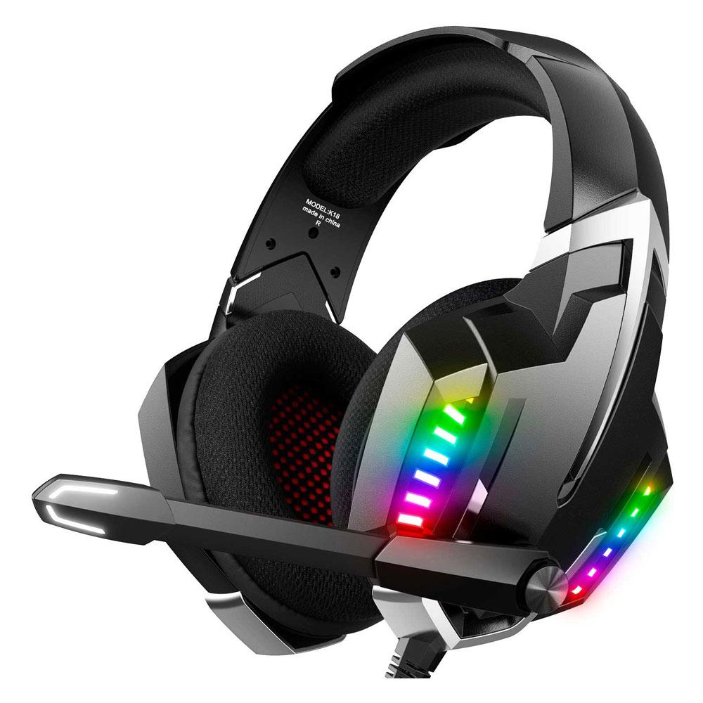 

Игровые наушники Onikuma K18 с микрофоном и LED RGB подсветкой проводные Black (K18)