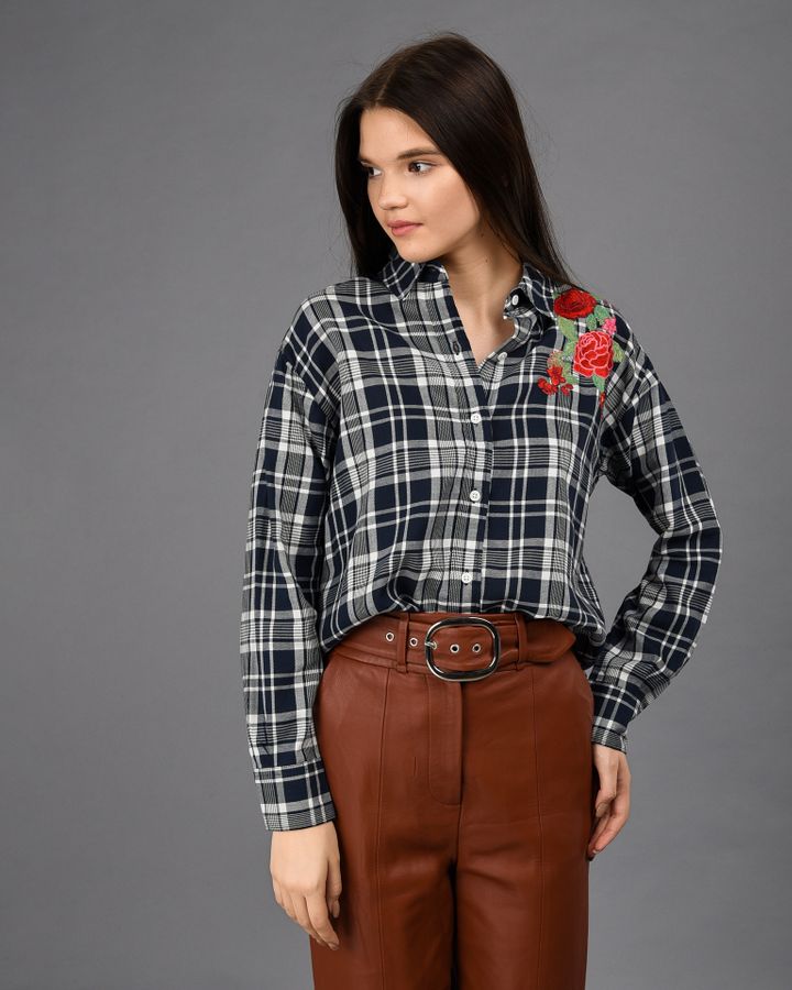 

Рубашки с длинным рукавом H&M Синий XXS 2000001212448