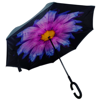 

Умный зонт наоборот Up-brella.Зонт обратного сложения -Сиреневый цветок