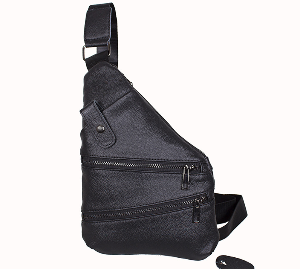 

Мужская кожаная сумка через плечо Dovhani R1901-1BLACK -111 Черная