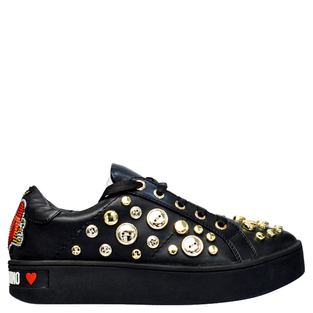 

Снікери Love Moschino JA15103G180IB0000 37 з гудзиками та камінням чорні