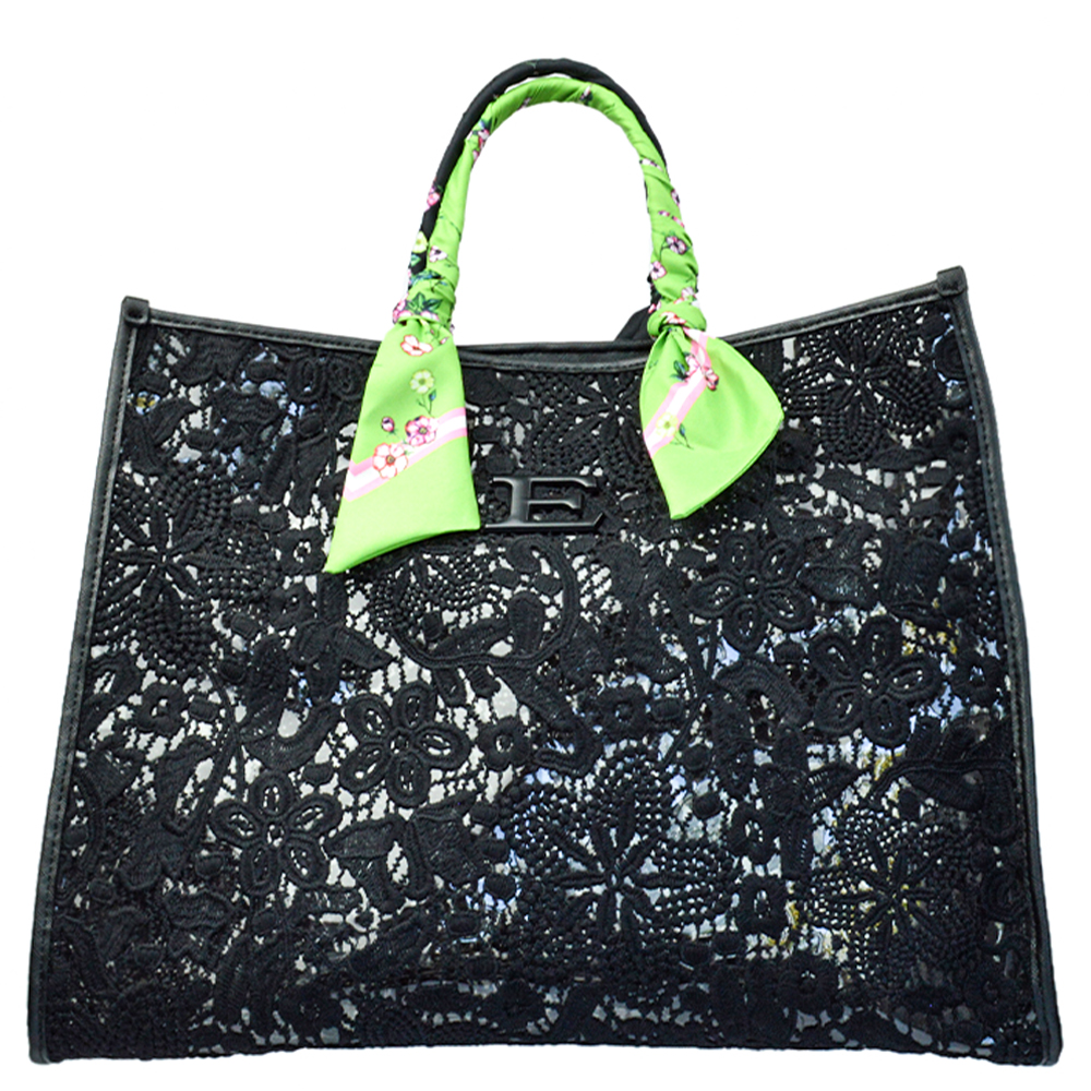 

Сумка Ermanno Scervino 12400947B велика ажур чорна