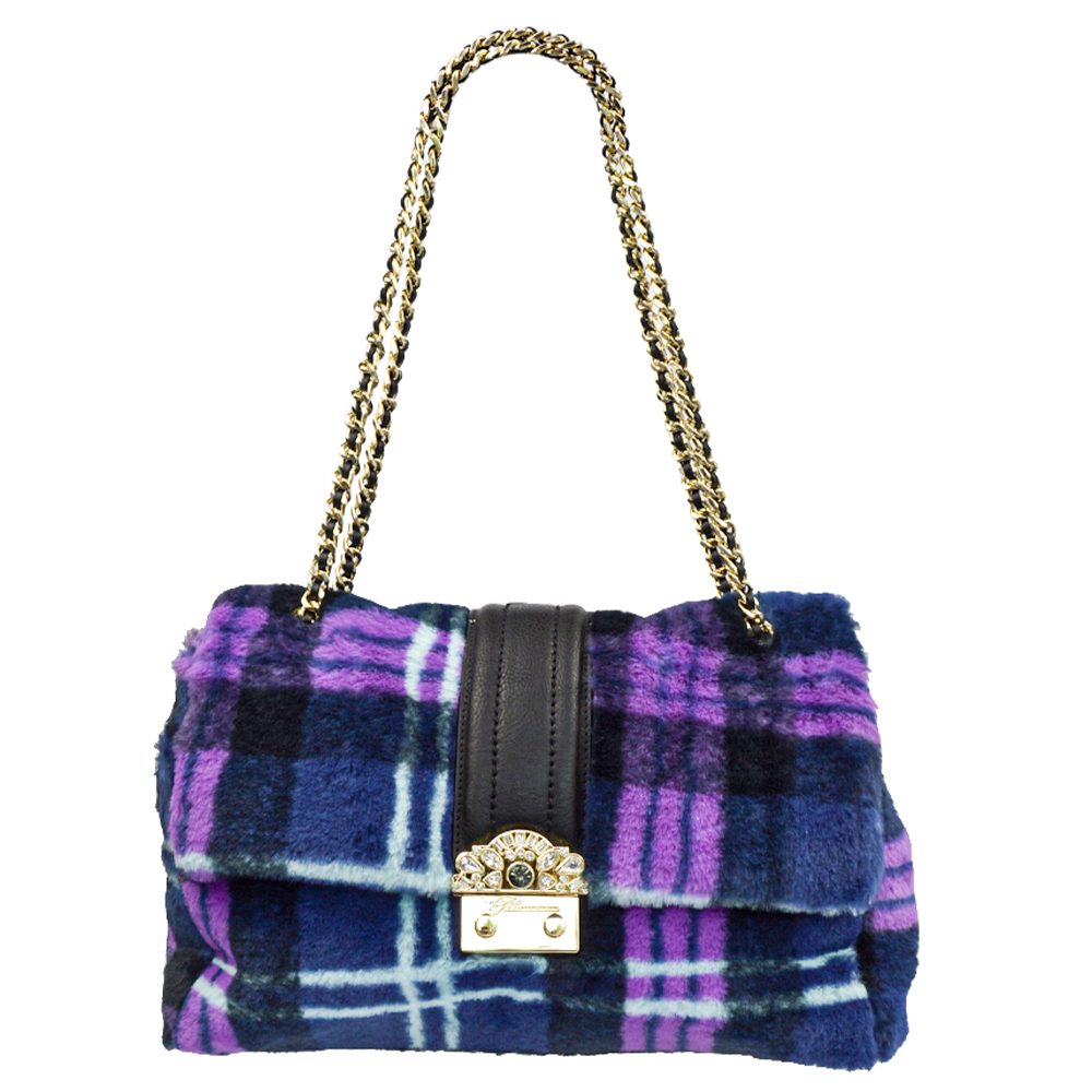 

Сумка Blumarine 524302A хутро клітинка фіолетова