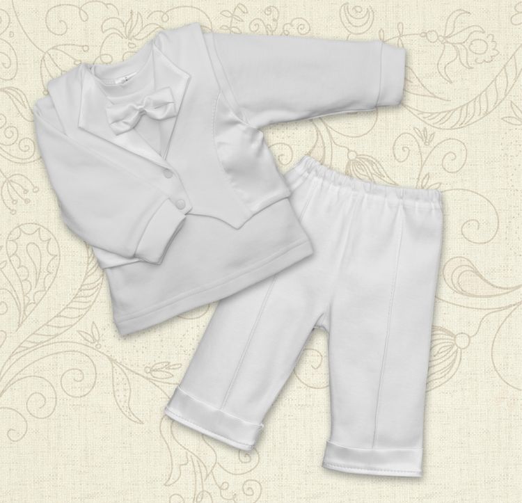 

Костюм BetiS "Міні Бос" д.р. кофта,жилет,штани Білий Інтерлок 27069657 Зріст 62