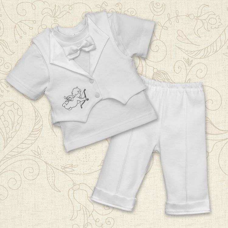 

Костюм BetiS "Міні Бос-2" к.р. кофта,жилет,штани Білий Інтерлок 27070231 Зріст 56