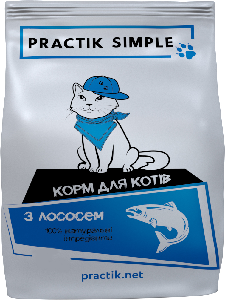 

Сухой корм для кошек Practik Simple с лососем 5 кг (4820232350157)