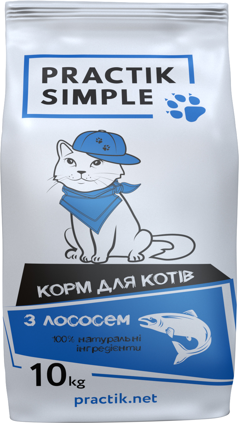 

Сухой корм для кошек Practik Simple с лососем 10 кг (4820232350164)