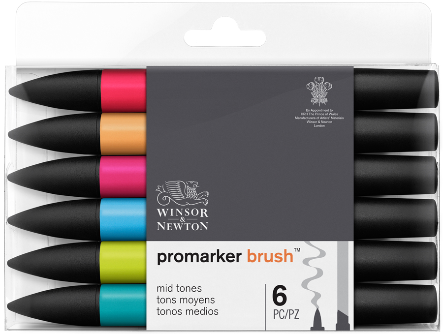 

Набор двухсторонних маркеров Winsor Newton Brushmarker Средние 6 цветов (290033)