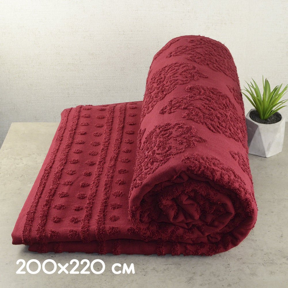 

Простынь-покрывало жаккардовое махровое GM TEXTILE 200x220см 400г/м2 (Бордовый)