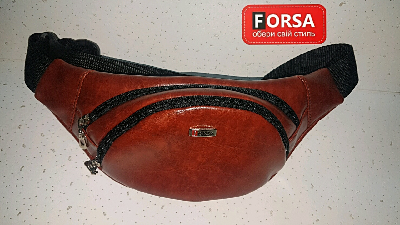 

Сумка поясная (бананка) Сумка на пояс коричневая эко Forsa