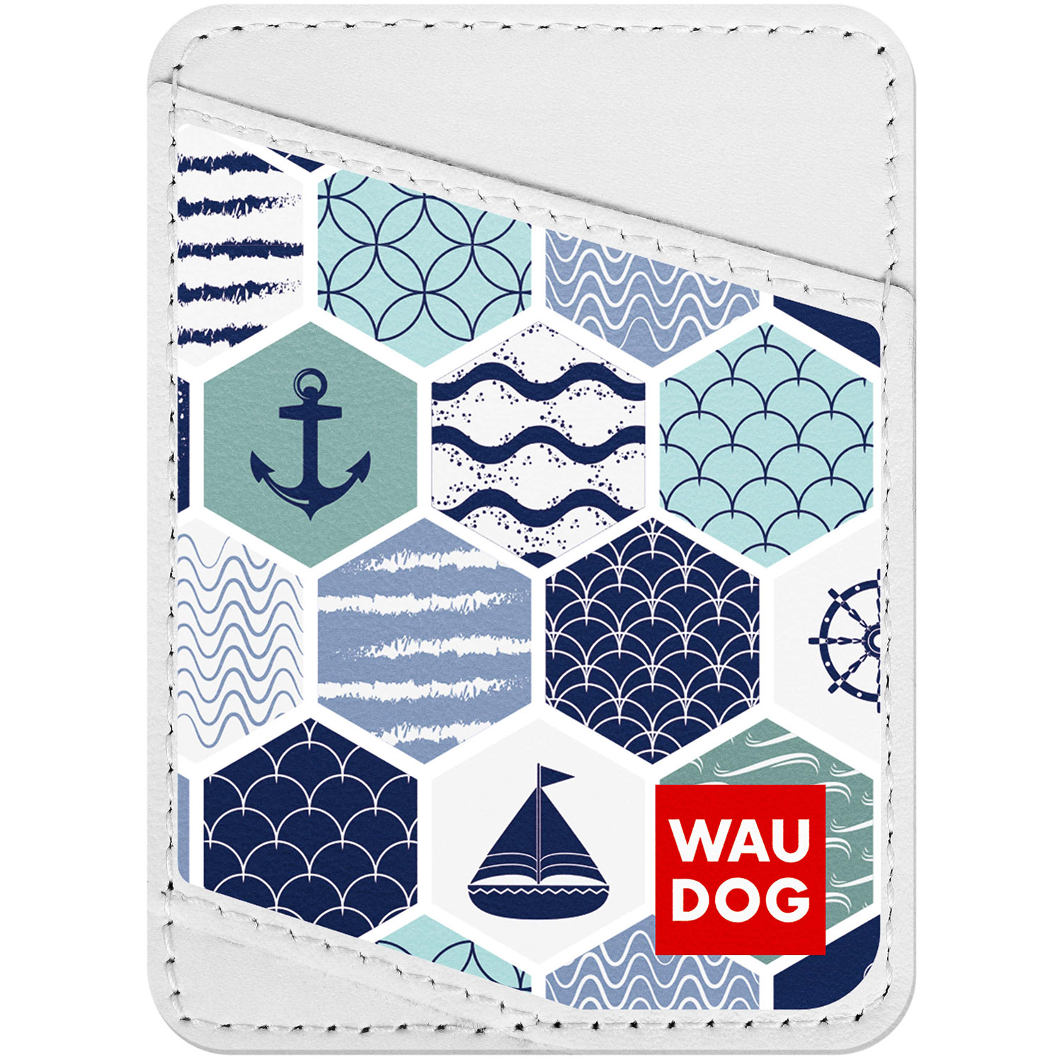 

Визитница WAUDOG Design с рисунком "Морской", премиум кожа Белая (0408-0067-15)