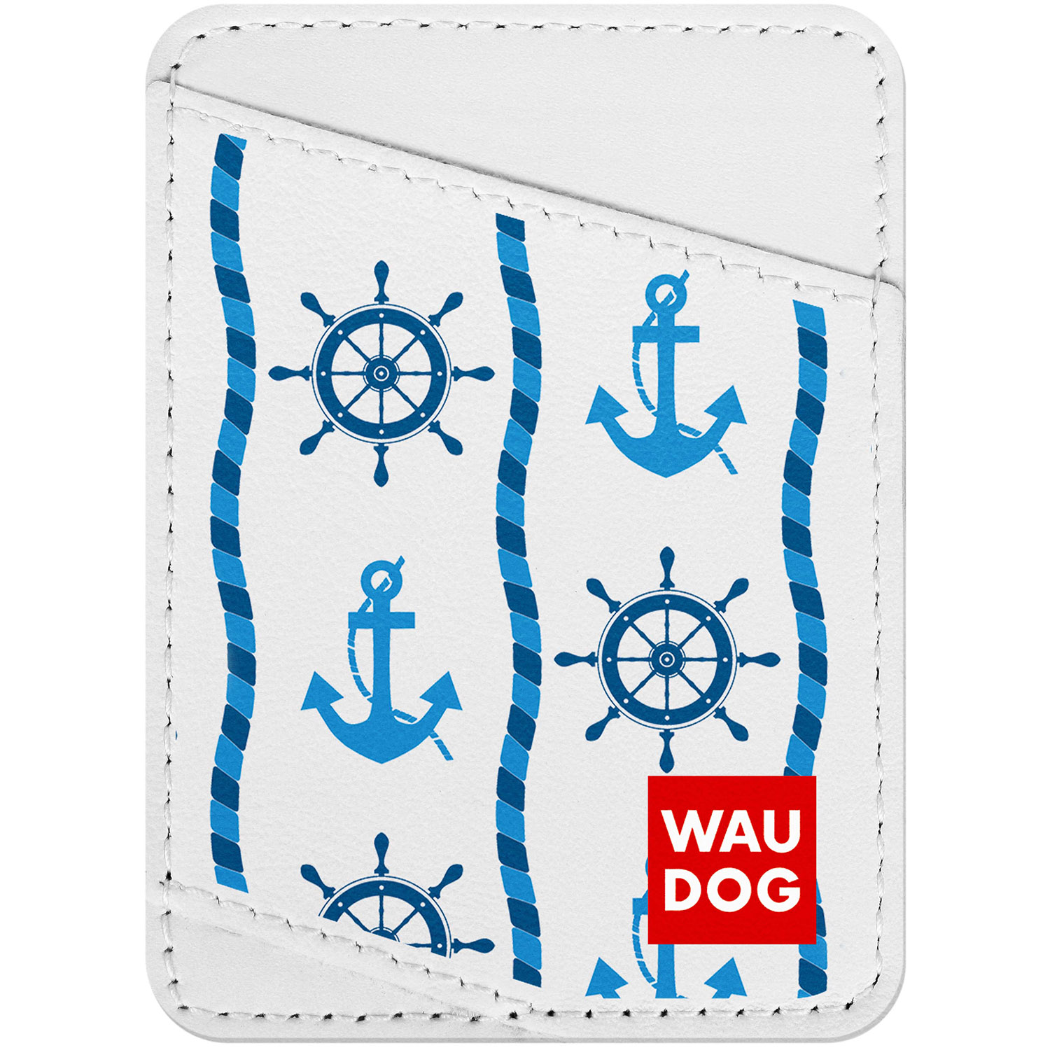 

Визитница WAUDOG Design с рисунком "Якоря", премиум кожа Белая (0408-0080-15)
