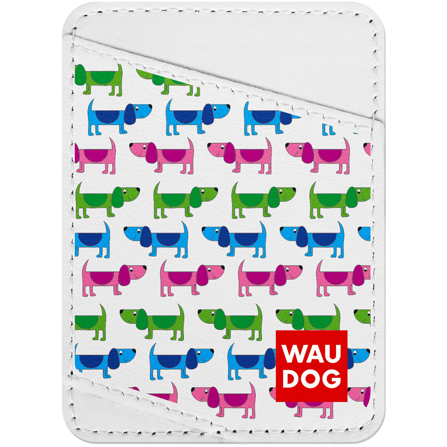 

Визитница WAUDOG Design с рисунком "Парад собачек", премиум кожа Белая (0408-0069-15)