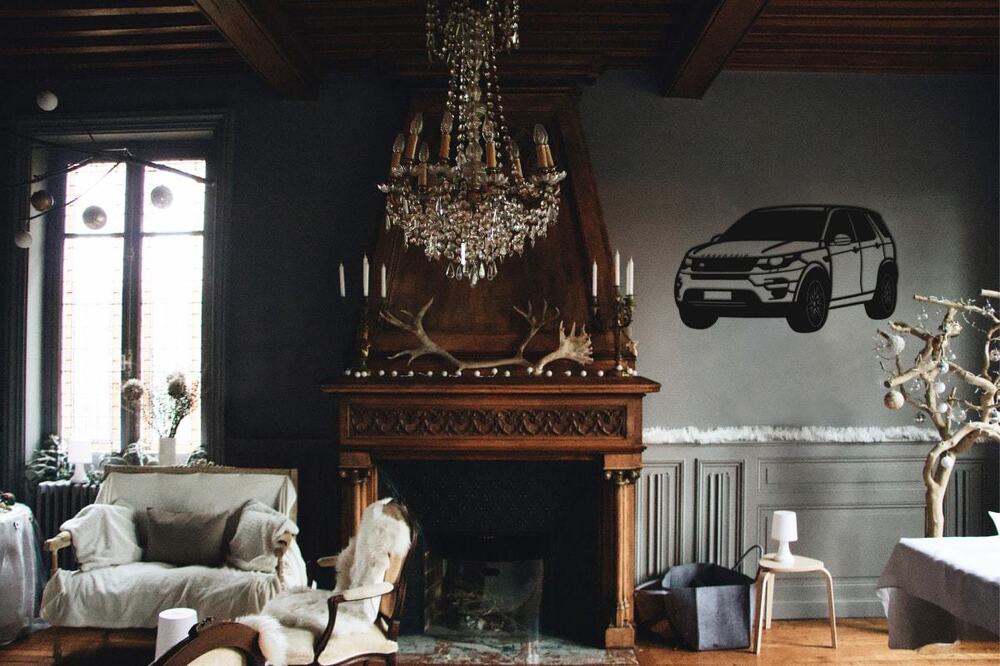 

Деревянная картина Новогодние Панно Range Rover 100х58 см