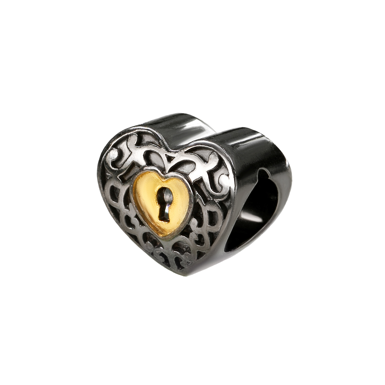 

Серебряная бусина шарм сердце замок из родированного серебра 925-й пробы (311237 ) cava.cool