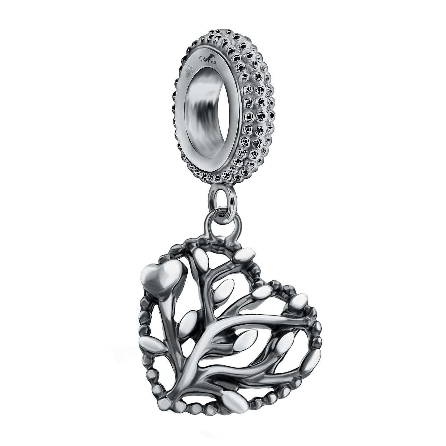 

Серебряный шарм с сердечком small из родированного серебра 925-й пробы (3114792 1) cava.cool
