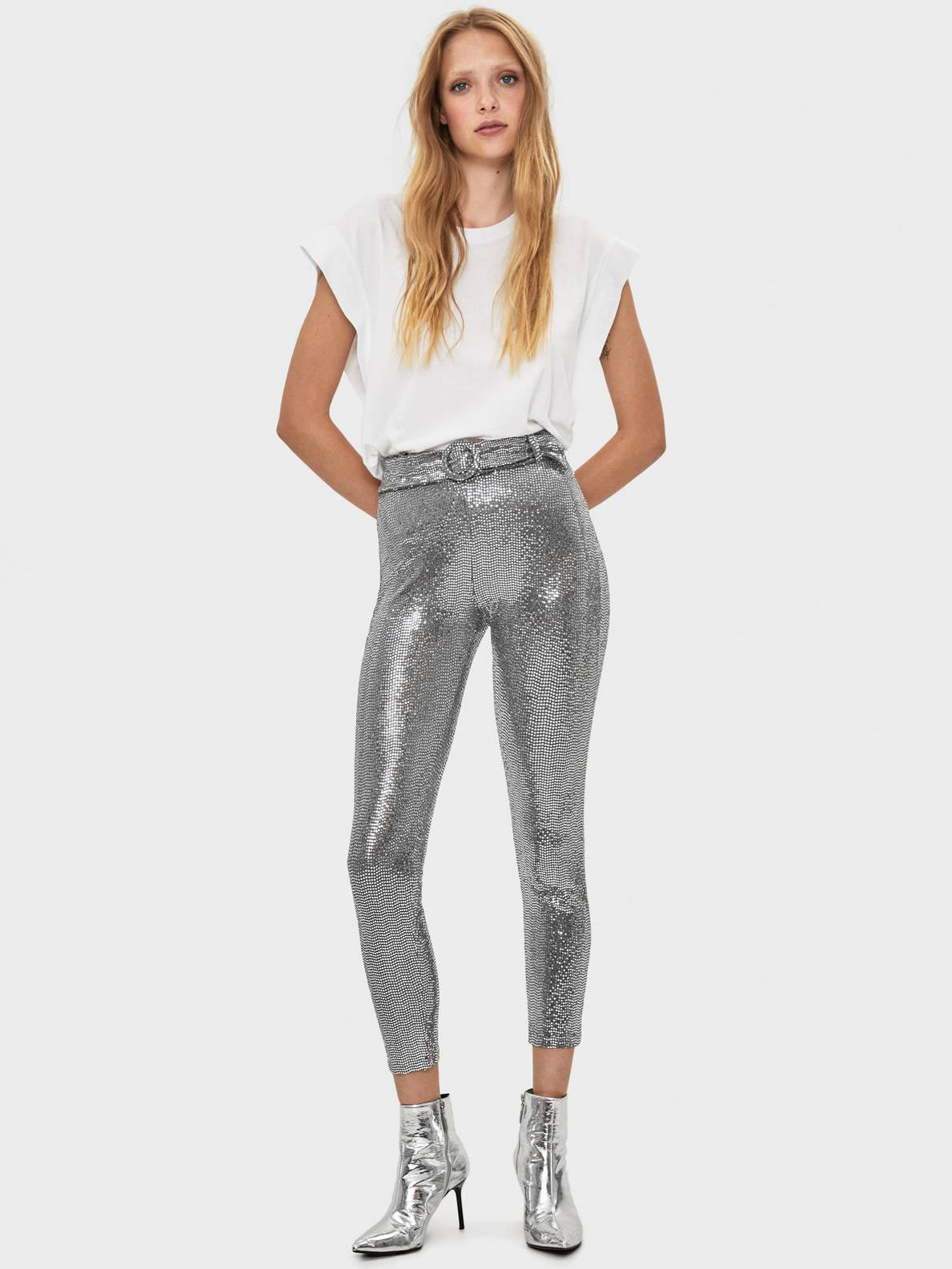 

Брюки Bershka 5145/187/808-ACXA S Серебристые