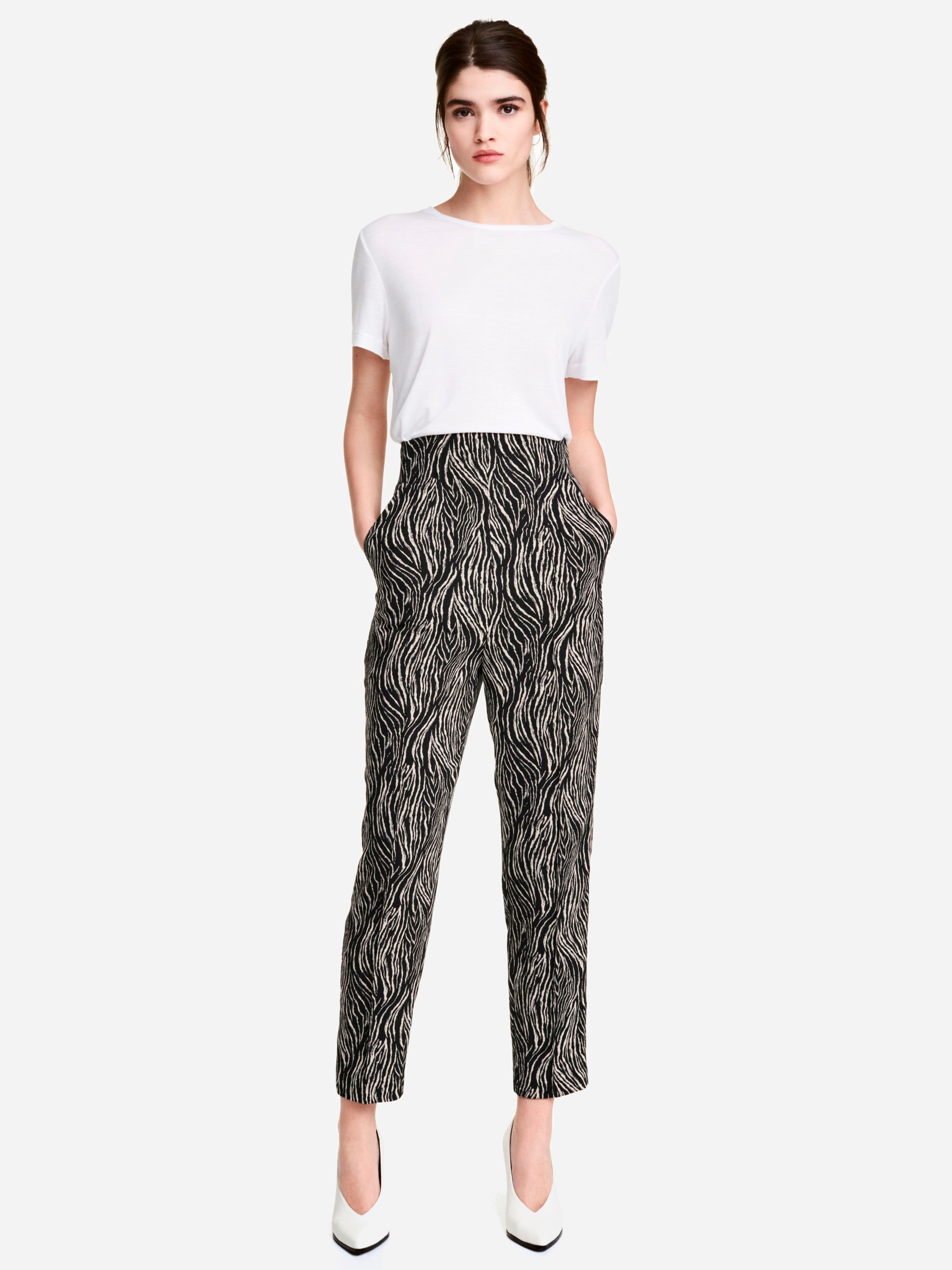 

Брюки H&M 4968005-ABAD 44 Черные с бежевым