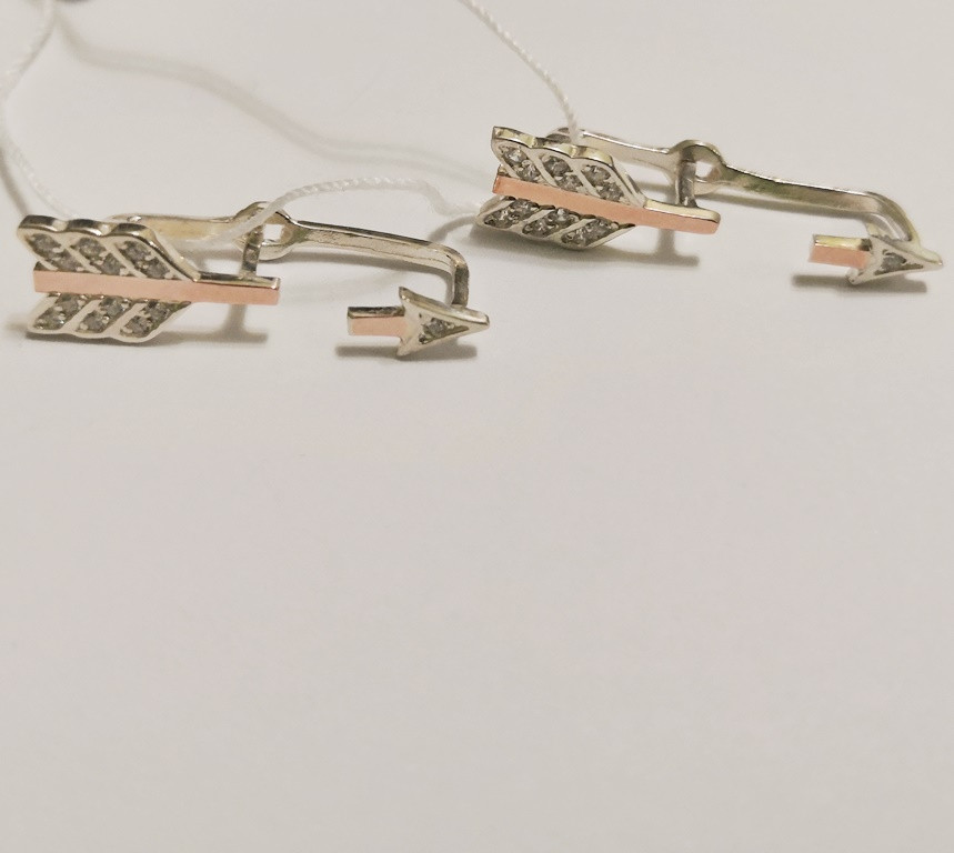 

Серьги из серебра с золотом и цирконами Стрела, 0446.10